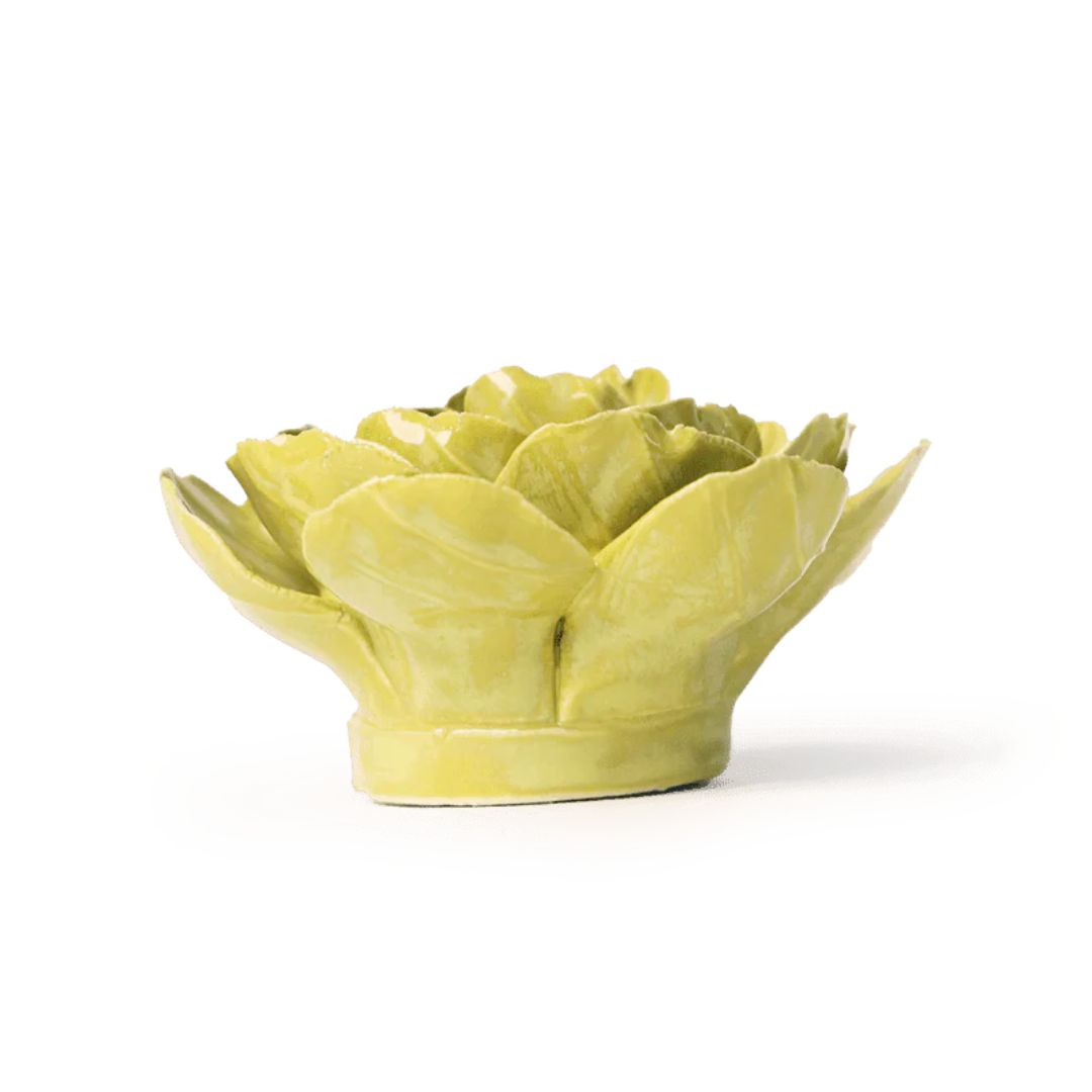 Primrose Ceramic Flower – Chive – Chartruese – 3.25″ x 2.75″